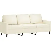 vidaXL Canapé à 3 places Crème 180 cm Velours