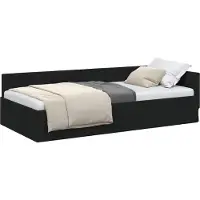 vidaXL Cadre de lit d'angle avec tête de lit noir 90 cm x 190 cm Tissu