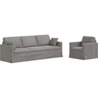 vidaXL Canapé 2 pcs Gris clair 228 x 78 x 80 cm Velours