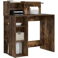 vidaXL Bureau, bois fumé, panneaux de particules, 90 x 48 x 101,5 cm