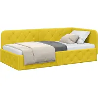 vidaXL Cadre de lit d'angle jaune 90 x 200 cm Velours