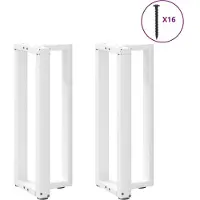 vidaXL Pieds de table de salle à manger en T 2 pcs. Blanc 90x35x(72-73) cm Acier