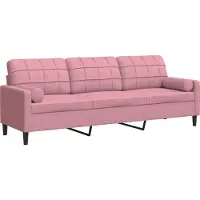 vidaXL Canapé 3 places avec oreillers décoratifs rose 210 cm velours