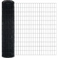 vidaXL , clôture européenne avec socle en béton, 25 x 1 mètre, acier revêtu de PVC, gris