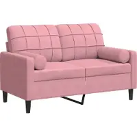 vidaXL Canapé 2 places avec oreillers décoratifs rose 120 cm velours
