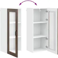vidaXL Armoire murale en verre PORTO, aspect chêne brun, 40 x 31 x 100 cm