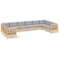 vidaXL Ensemble de salon de jardin 10 pièces avec coussins gris en pin