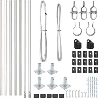 vidaXL Poteaux de clôture 7 pcs Argent Ø32mm 90 cm Acier galvanisé