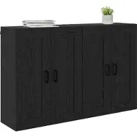 vidaXL Armoire murale, 2 pièces, noir, aspect chêne, aggloméré
