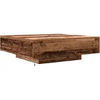 vidaXL Table basse avec éclairage LED, en bois vieilli, 100 x 100 x 31 cm