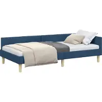 vidaXL Cadre de lit d'angle bleu 100 x 200 cm Tissu