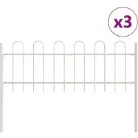 vidaXL Clôture de jardin 3 pièces Blanc 5,1 x 0,6 m Acier thermolaqué