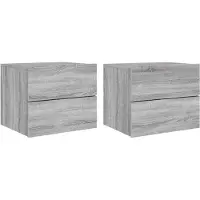vidaXL Tables de chevet murales avec lumières LED 2 pcs sonoma gris