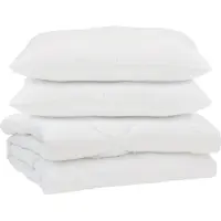 vidaXL Couette avec oreiller 3 pcs blanc microfibre