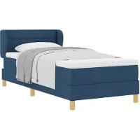 vidaXL Lit boxspring avec matelas avec tête de lit bleu 90 x 190 cm Tissu