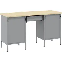 vidaXL Table de travail avec rangement, 3 pièces, noire, pour ingénieurs, en bois et en acier
