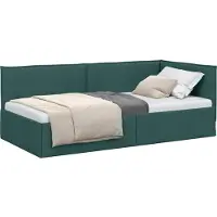 vidaXL Cadre de lit d'angle avec tête de lit vert foncé 80 x 200 cm Tissu