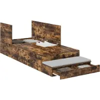 vidaXL Cadre de lit de rangement Chêne fumé 100 cm Bois composite