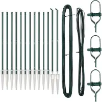 vidaXL Poteaux de clôture 13 pcs Vert Ø32mm 180 cm Acier galvanisé