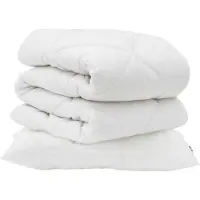 vidaXL : Couverture de lit avec 2 oreillers, blanc, microfibre