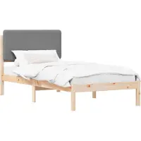 vidaXL Cadre de lit avec tête de lit rembourrée gris clair 90 x 200 cm