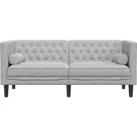 vidaXL Canapé Chesterfield Gris clair 174 x 74.5 x 70.5 cm Velours