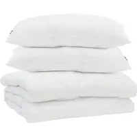 vidaXL Couette avec oreiller 3 pcs blanc microfibre