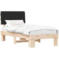 vidaXL Cadre de lit avec tête de lit rembourrée noir 75 x 190 cm