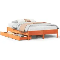vidaXL Lit en bois massif, sans matelas, en pin brun ciré 160x200