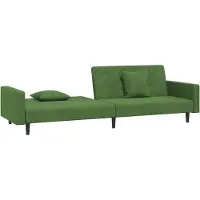 vidaXL Canapé-lit à 2 places avec deux oreillers Vert foncé Velours