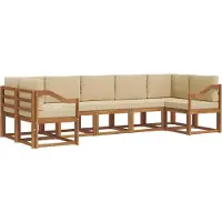 vidaXL Ensemble de canapés d'extérieur avec coussins 7 pièces Nature et Beige
