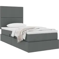 vidaXL Lit coffre avec matelas, gris foncé, 90 x 200 cm, revêtement en tissu
