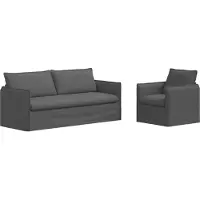 vidaXL Canapé 180cm 2 pcs Gris foncé Mét¿¿