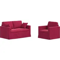 vidaXL Ensemble de canapé 2 pièces, couleur vin, en velours