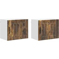 vidaXL Armoire murale LUCCA, 2 pièces, bois composite imitation chêne fumé