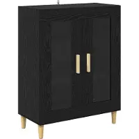 vidaXL Buffet haut noir aspect chêne 69,5 x 32,5 x 180 cm