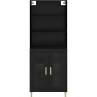 vidaXL Buffet haut noir aspect chêne 69,5 x 32,5 x 180 cm