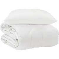 vidaXL Couverture de lit toute saison avec 2 coussins, blanche, en microfibre