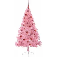 vidaXL Arbre de Noël artificiel pré-éclairé rose 150 cm PVC