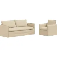 vidaXL Ensemble canapé 2 pièces Crème 196 x 82 x 85 cm Tissu