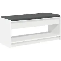 vidaXL Banc d'entrée avec coussin avec étagère Blanc 100 x 38 x 46 cm