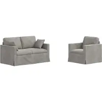 vidaXL Canapé 2 pcs Gris clair