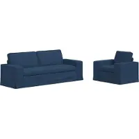 vidaXL Canapé 2 pcs Bleu Mét¿¿