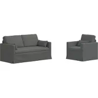 vidaXL Canapé 2 pcs Gris foncé Mét¿¿