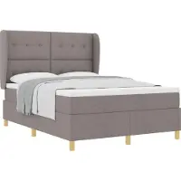 vidaXL Lit boxspring avec tête de lit, couleur taupe, 190 x 140 cm, tissu