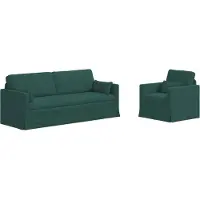vidaXL Canapé 2 pcs Vert foncé Mét¿¿