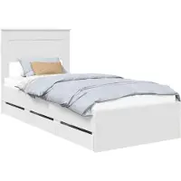 vidaXL Cadre de lit avec tiroirs blanc 75 x 190 cm Ingénieurs bois
