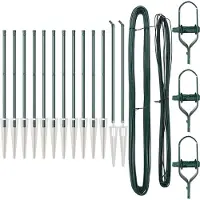 vidaXL Poteaux de clôture 13 pcs Vert Ø32mm 100 cm Acier galvanisé