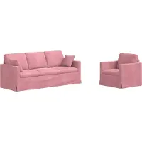 vidaXL Ensemble de canapé , 2 pièces, couleur rose, revêtement en velours