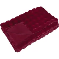 vidaXL Couverture en Fourrure de Lapin Synthétique Rouge Bordeaux